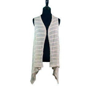 Mickey & Jenny Women Beige Sleeveless Asymmetrical Knit Sleeveless Cardigan XS